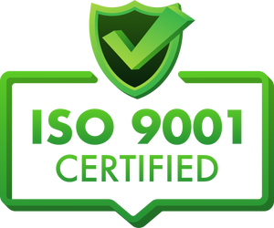 ISO 9001 Certified badge, icon. Certification stamp. Flat de